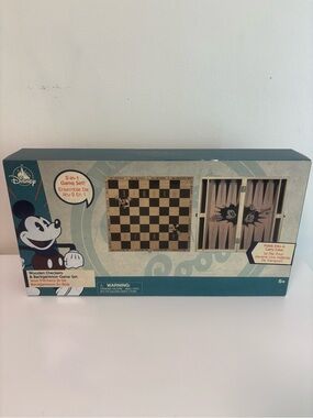 Disney Wooden Checkers and Backgammon Set